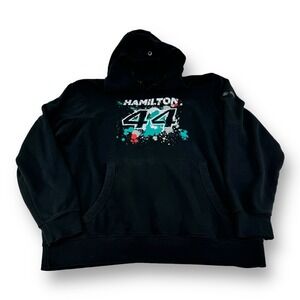 Stichd AMG Pentronas Mercedes Black Hamilton F1 Hooded Sweatshirt Mens Size 2XL